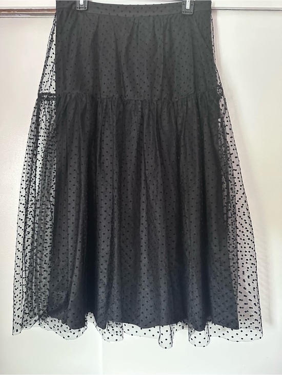 H&M Dresses & Skirts - H&M Black Polka Dot Tiered Mesh Midi Skirt